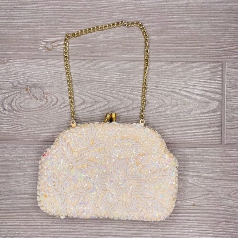 vintage beaded sequin safco clutch small formal bag / purse / wallet prom